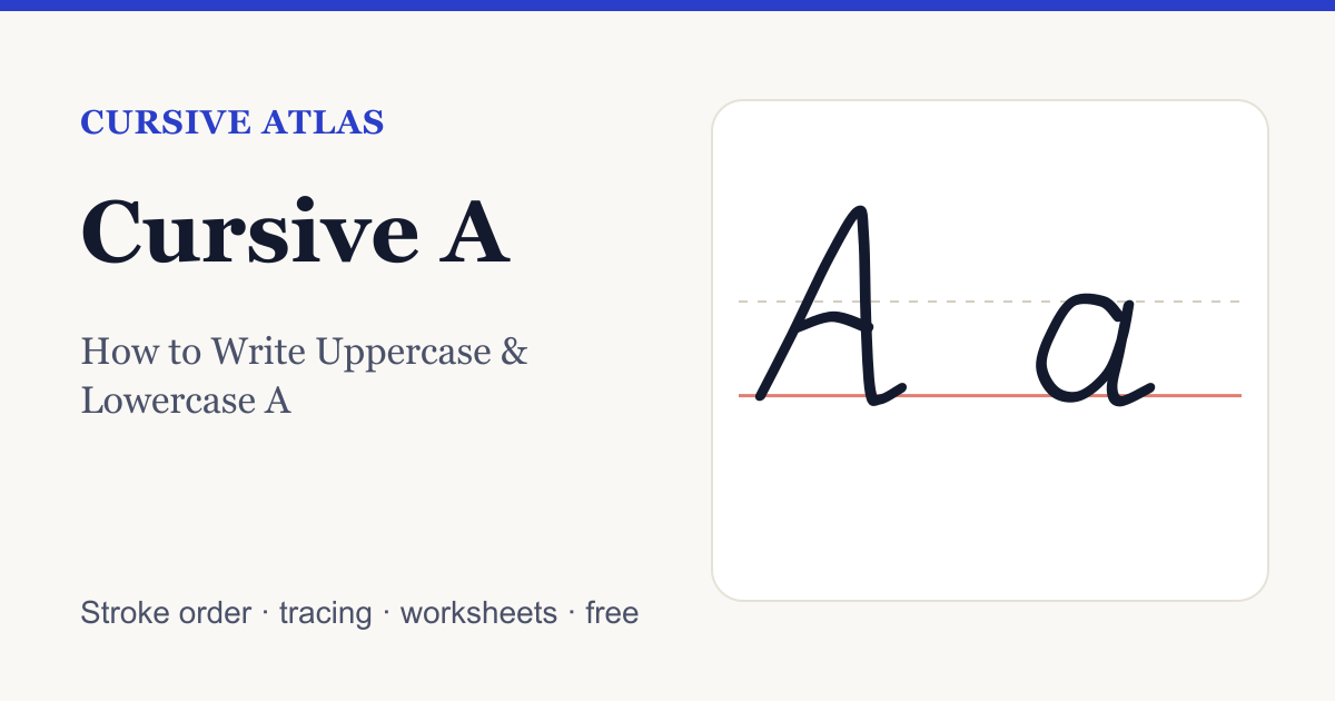 Cursive A: Uppercase & Lowercase A + Worksheet